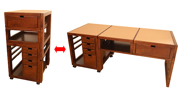 双様机 [文机を好きな場所へ簡単に移動,和室,書き物,ワゴン,キャスター